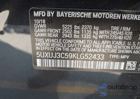 2019 BMW X4 xDrive30I из США, поврежденный, VIN 5UXUJ3C59KLG52433